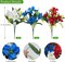 Patriotic Artificial Flowers – 6 Bundles Red, White & Blue Silk Lily Bouquets for Memorial Day, Home, Porch, Cemetery & Outdoor Decoration